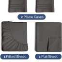 Queen Size 4 Piece Sheet Set - Comfy Breathable & Cooling Sheets - Hotel Luxury Bed Sheets for Women & Men - Deep Pockets, Easy-Fit, Extra Soft & Wrinkle Free Sheets - Charcoal Oeko-Tex Bed Sheet Set