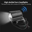 Ebike Headlight, 36V48V Waterproof Electric Bike Front Light, 3 Pin SM Connector with 75100db Loud Horn for Night Riding Ebike Bicycle Scooter Cycling Light LED, Safe & Bright & Easy Installation