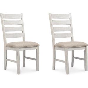 Signature Design by Ashley Skempton Modern Farmhouse Dining Room Chair, 2 Count, Ladderback Design, Wood, 17.75" W x 21.5" D x 38.63" H, White and Light Brown