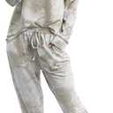 PRETTYGARDEN Women's Two Piece Loungewear Fall Casual Long Sleeve Tops Jogger Pants Pajama Sets Matching Outfits Clothing (Large, Khaki)