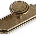 Goo-Ki Antique Brass Cabinet Knobs with Backplate,Casual Luxury Solid Zinc Cabinet Handles for Drawer,Cupboard, Wardrobe,6 Pack