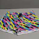 RELLECIGA Women's Board Shorts High Waisted Tummy Control Built-in Swim Shorts(Neon Striped, XX-Large)