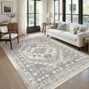 zesthome 5x8 Area Rugs - Ultra-Thin Washble Rug, Stain Resistant Anti Slip Backing Rugs for Living Room,Bedroom, Vintage Home Decor Area Rug (Brown/Beige,5'x8')