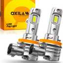 OXILAM H11 LED Bulbs H8 H9 6500K Cool White Fog Bulb, 32000LM 800% Brighter, Plug and Play, 1:1 Mini Size, IP68 Waterproof, Fanless, Pack of 2