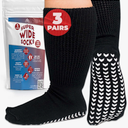 3 Pairs Extra Wide Socks for Swollen Feet - Non Slip Diabetic Socks for Men, Hospital Use