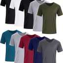 Chuarry 10 Pack Men's V Neck T Shirt Short Sleeve Bulk Soft Solid Tees Basic Quick Dry Slim Fit Undershirts for Men (Large)