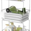 3 Tier Rolling Utility Cart,Plastic Storage Cart with Wheels,Movable Storage Cart Organizer for Living Room,Kitchen,Bathroom,Pantry,Nursery,Clear