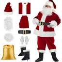 Mayper Santa Claus Costume for Men - 9Pcs Deluxe Adult Suit | Velvet Outfit for Xmas Cosplay