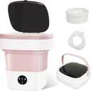 Portable Washing Machine, 16L Mini Foldable Washer with Spin Basket 3 Cleaning Modes, Small Collapsible Laundry Machine for Travel, Apartment, Home, and Camping,Pink