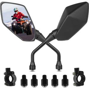 ATV Mirrors Motorcycle Mirrors,360 Degrees Ball-Type Adjustment,7/8" Handlebar Mount,8MM 10MM Threaded Bolt Compatible with Motorcycle Scooter Moped Polaris Sportsman Dirt Bike