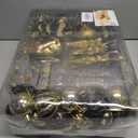 SHareconn 145pcs Christmas Balls Ornaments Set, Shatterproof Plastic Baubles Snowflakes, Stars and Tree Topper for Xmas Tree Holiday Wedding Party Decorations with Hanging Strings,Light Gold and Black