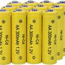 FULIN 12 Packs 1.2V AA 300mAh Ni-Cd Rechargable Batteries for Solar Lights, Lawn Landscape Lighting
