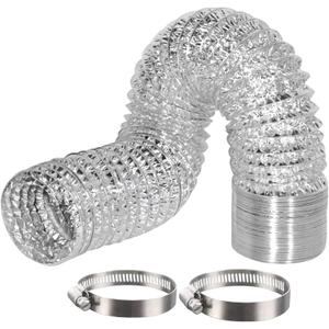 SunStream 12 Inch 25 FT Dryer Vent Hose Flexible Aluminum Ducting Dryer Vent Exhaust Duct Hose for HVAC Ventilation Include 2 Clamps