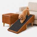 Dog Ramp for Dogs and Cats, 16" Wide All-in-one Split Ottoman Dog steeps for Bed,Solid Wood, Gentle 23 Incline, Foldable Pet Stairs for Large and Small Dogs (Brown)