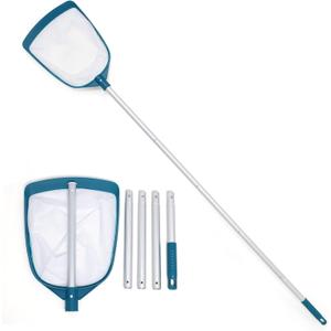 POOLWHALE Upgrades Swimming Pool Leaf Net Skimmer Rake with Adjustable Aluminum Pole and Nylon Medium Fine Mesh for Cleaning Swimming Pools, Hot Tubs, Spas and Fountains