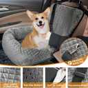 Sephyroth Dog Car Seat for Small/Medium Dogs,Dog Car Bed Washable Pet Travel Safety Seat,Super Soft Safe Removable Puppy Car Seat(Gray)