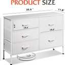 WLIVE White Dresser for Bedroom with 5 Drawers, Fabric Dresser for Living Room, Wide Chest of Drawers for Bedroom, Closet, Hallway, White