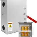 200 Amp Transfer Switch, 3P 120/240V, 48000W General-Duty Double-Throw Safety Switch, Meeting NEMA 3R Standards for Outdoor and Indoor