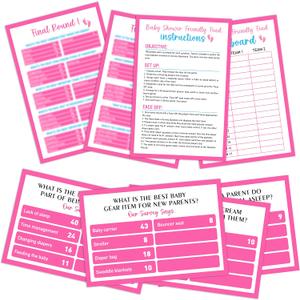 Baby Shower Friendly Feud Game, Fun Baby Shower Game Card for Adults, Pink Friendly Feud Quiz for Baby Girl Shower Gender Reveal Party, Feud Trivia Games Baby Shower Favor Supplies, 07