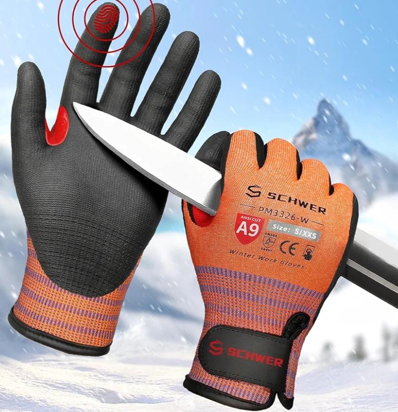 2pcs Schwer FreezeGuard-X Winter Work Gloves for Men and Women, ANSI A9 Cut Resistant Gloves for Extreme Protection, Freezer Glove With Super Grip, Touchscreen, Thermal Insulated, PM3326-W (XXS) Pack of 2