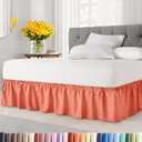 Wrap Around Dust Ruffle Bed Skirt - Coral - for King Size Beds with 18 Inch Drop - Easy Fit Elastic Strap - Adjustable Pleated Bedskirt w/Brushed Fabric - Wrinkle Free - for Women, Men, Kids & Teens