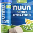 Nuun Sport Electrolyte Tablets with Magnesium, Calcium, Potassium, Chloride & Sodium, Gluten Free & Vegan, Lemon Lime, 8 Pack (80 Servings Total), 07/2026