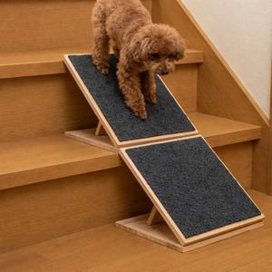 Cinnvoice 5 Packs Dog Ramp for Stairs Adjustable 5.5 to 7.48 Inch Height Foldable Wooden Pet Ramp with Non-Slip Carpet Surface for Indoor Small Dogs Cats Senior Pets (11.81 Inches/ 30 cm)