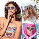 Kanayu 6 Pairs Heart Rhinestone Sunglasses Women Sunglasses for Bride, Bridesmaid, Wedding, Bachelorette Party(Black)