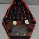 Shuffleboard Bowling Pin Set with 10 Pcs Premium Hardwood Bowling Pins Durabel Triangular Pinsetter Resin Bowling Ball and Carrying Bag, Fun for Shuffleboard Games (Retro-Red)
