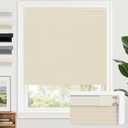 AOSKY 100% Blackout No Drill Cellular Shades Blinds for Indoor Windows, No Tools Thermal Insulated Black Out Cordless Honeycomb Blinds for Bedroom Living Room Window, 21" W x 48" H, Beige
