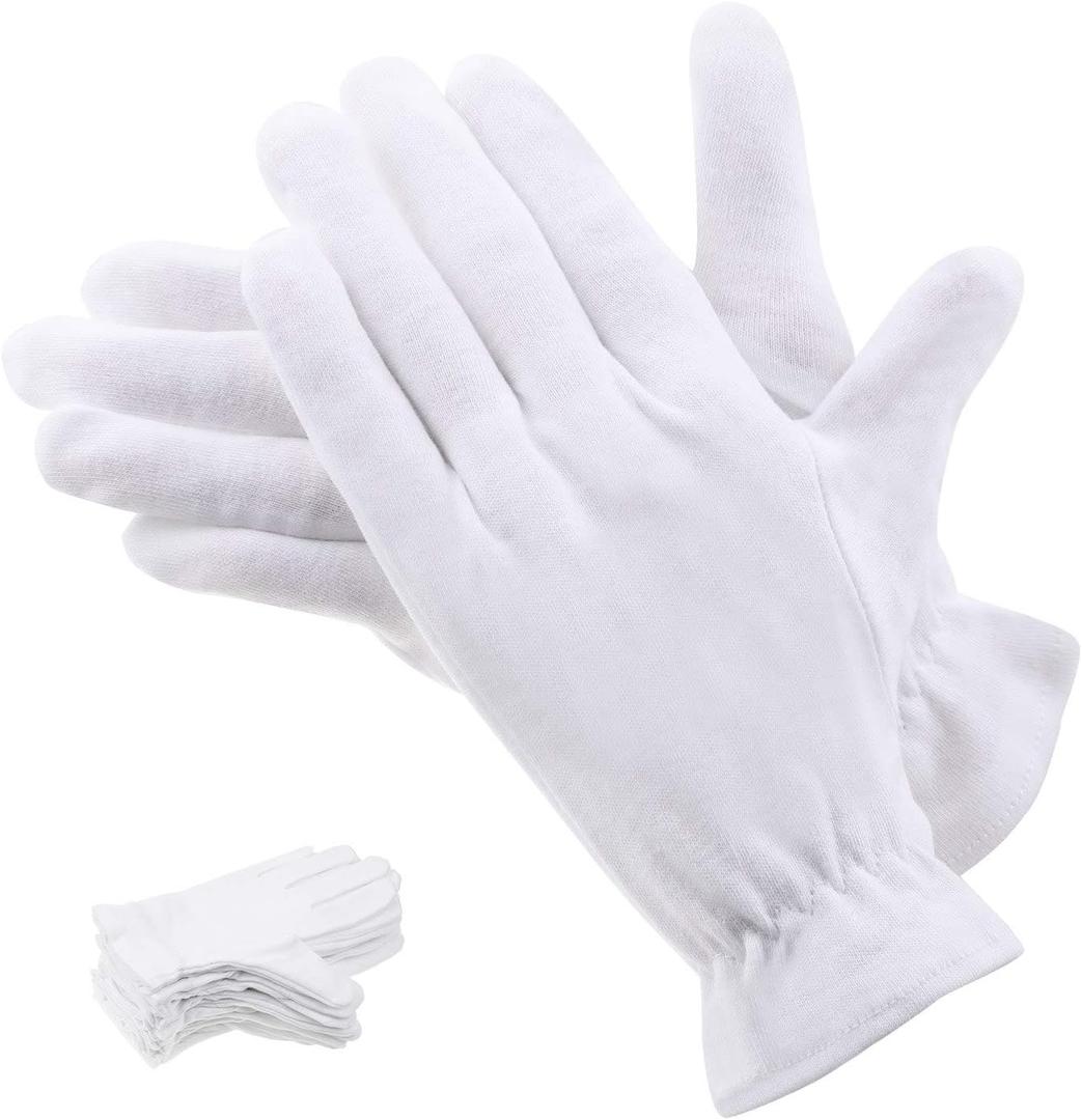 100 Percent Cotton Gloves for Dry Hands Eczema, Selizo 10 Pairs White Cotton Gloves for Women Dry Hands Moisturizing Cosmetic Sensitive Irritated Skin Spa