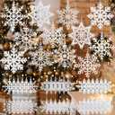 Lunmon 48 Pcs Crochet Snowflake Ornaments Winter Crocheted Snowflake Hanging Decor Crochet Doilies for Winter Wonderland Decorations Christmas Tree Home Wall Holiday Party Woven Gift, 6 Styles