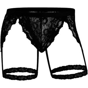 ABAFIP Men's Lace Underwear Sheer Pouch Garter Panties Crossdressing Sexy Lingerie Sissy Underpants