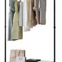 Industrial Pipe Clothing Rack with Wheels,Rolling Garment Rack with Bottom Shelf, Sturdy Metal Clothes Rack for Hanging Clothes Heavy Duty,Black Mobile Wardrobe Rack for Bedroom & Boutique