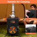 Hot Stove for Camping, 17.4 x 14 x 13.5" Multipurpose Portable Wood Stove with 71" Chimney Pipe Outdoor Stoves for Camping Cooking Ice Fishing