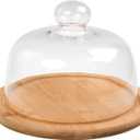 7.1''Glass Dessert Dome with Base, Mini Decorative Cake Tray with Glass Dome Cover, Cake Fruit Display Server Tray for Kitchen, Birthday, Wedding, Appetizer Dessert and Cheese Serving Platter