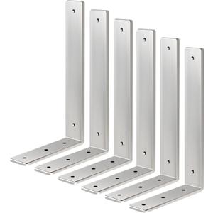 Floating Shelf Bracket Stainless Steel 12 Inch, 6 Pack Heavy Duty Shelf Brackets, Wall Shelf Bracket for DIY Decorative with Mounting Hardware