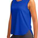 YYV Women's Workout Tank Tops Lightweight Sleeveless Workout Tops Loose Fit Yoga Athletic Running Shirts (Blue, L)