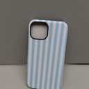 Compatible with MagSafe Striped Phone Case for iPhone 13/14, Cute Aesthetic Magnetic Soft TPU and Hard PC Protective Phone Cover for Women Girls (Matte) - Blue and White