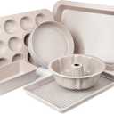 Nonstick Baking Pans Set - VONIKI Bakeware Set Baking Sheets For Oven, 7 PCS Stackable Baking Set w/Cookie Sheet, Cake Pan, Loaf Pan, Muffin Pan, Roaster Pan, Cooling Rack, PFOA Free Baking Supplies