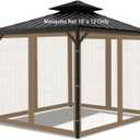 Gazebo Universal Replacement Mosquito Netting, Outdoor Mesh Netting Screen 4-Panel Sidewall with Zipper for Patio, Canopy, Garden and Backyard, Gray(Mosquito Net Only) (Khaki, 10' x 12')
