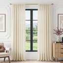 FMFUNCTEX Sheer Non-See-Through Butter Cream Curtains for Bedroom, Faux Silk That Let Light Curtains 90 inches Long Light Filtering Privacy Sheer Window Drapes for Living Room, Rod Pocket 2 Panels Set