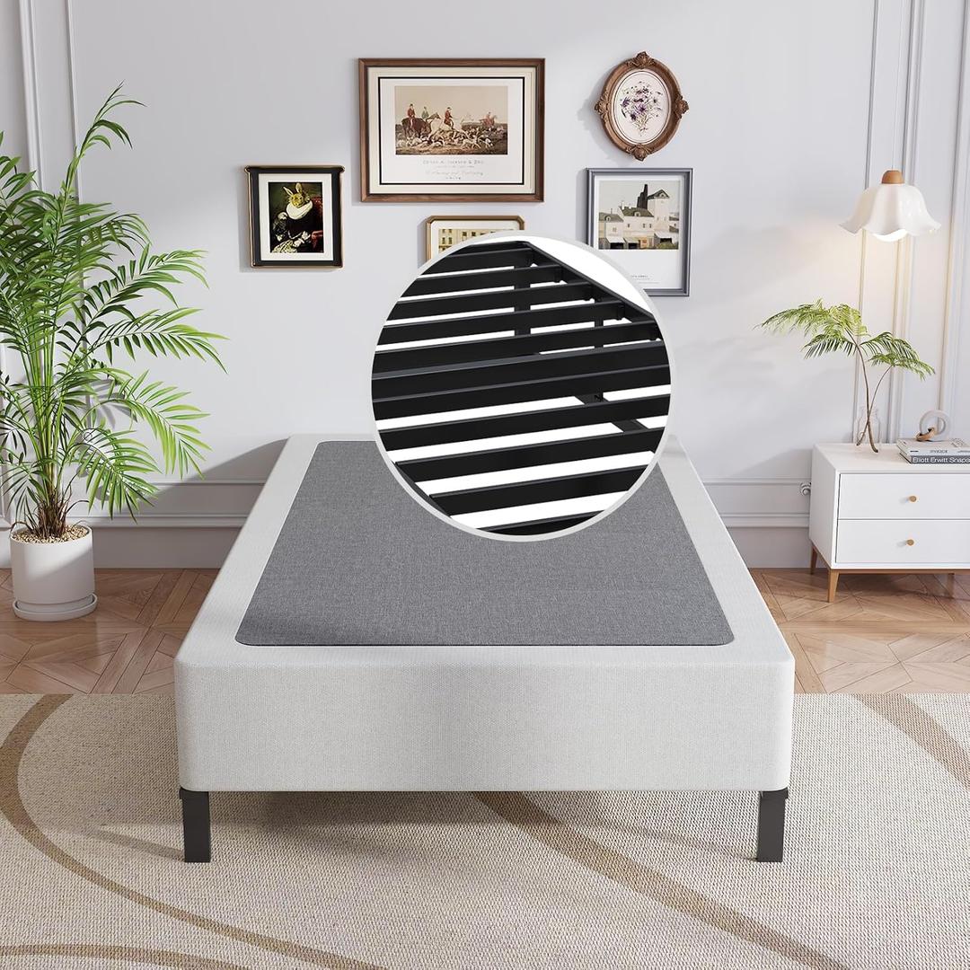 Twin Box Spring, 9 Inch Metal Twin Box Spring Only, Heavy Duty Metal Frame Mattress Foundation Support for 3000lbs, Easy Assembly, Noise Free, Non Slip