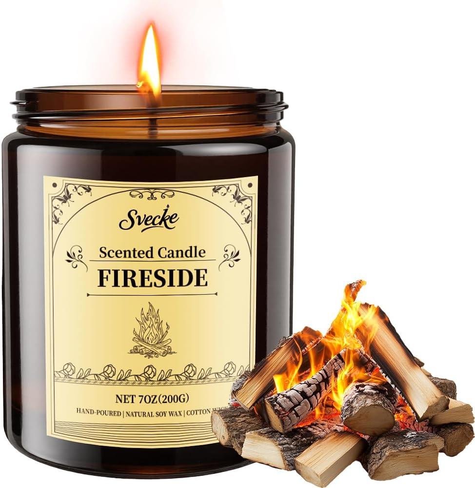 Fireside Scented Candles, 7oz Soy Wax Candle, Long Lasting Aromatherapy Jar Candle for Home, Scented Long Burning Candle Gift for Women and Men (Pack of 1)