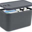 Upgraded Taller Lock Box for Medication, Phone Jail & Snacks  Large Lockable Storage Box with 3-Digit Combination Lock, Food-Safe BPA-Free Plastic Medicine Lock Box for Home, Fridge, Travel (Gray Plus)