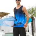 uideazone Mens Beach Tank Top Summer Sleeveless Shirt Graphic Quick Dry Gym Workout Tank Top (Medium, Blue Palm Tree)