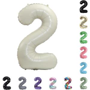 40 Inch Large Foil Helium Number Balloon Birthday Wedding Party 0-9 (Ivory, 2)
