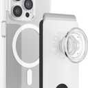 PopSockets Phone Wallet for MagSafe, Phone Card Holder with Grip, White - White Clear