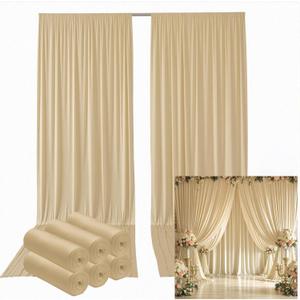 30ftx12ft Wrinkle Free Beige Backdrop Curtain, 6 Panels 12FT Height Beige Wedding Backdrop Drapes, Silky Polyester Back Drop Cloth for Birthday Photography Background Party Backdrop Draping