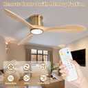 52inch Ceiling Fan with Lights,Wood Low Profile Ceiling Fans with Remote Control,Dimmable Light,3 CCT,6 Speeds,Noiseless DC Motor,Ceiling Fan for Bedroom,Living Room,Office,Indoor,Natural Wood Grain
